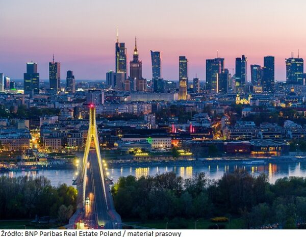 Evening,Aerial,Panorama,Of,Warsaw,City,Center,,Vistula,River,And